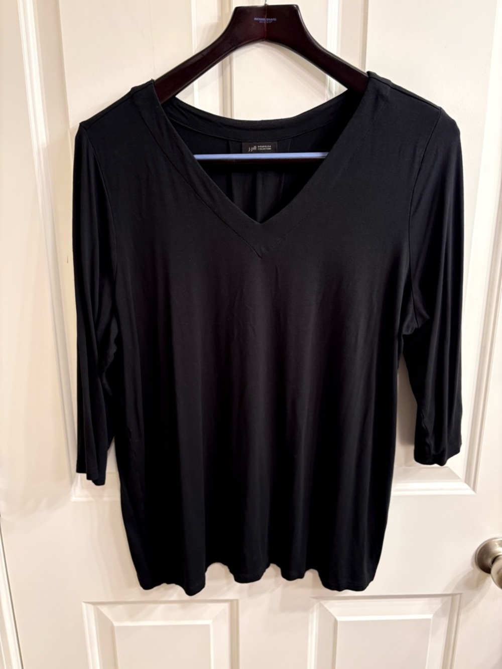 J. Jill Wearever Black V-Neck 3/4 Sleeve Top L - Picture 10 of 12